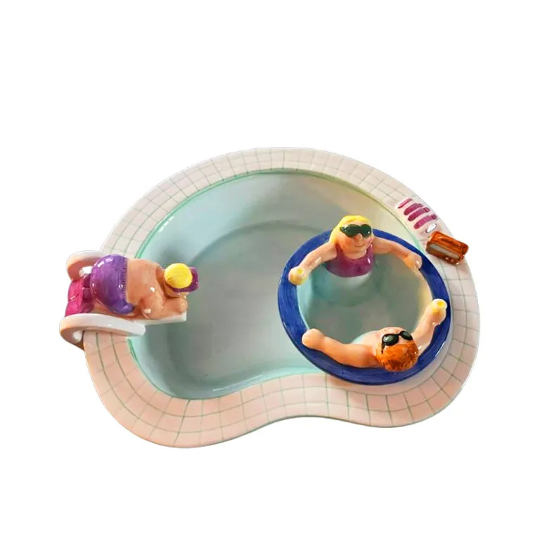 Vintage lotus ceramic pool dip bowl.