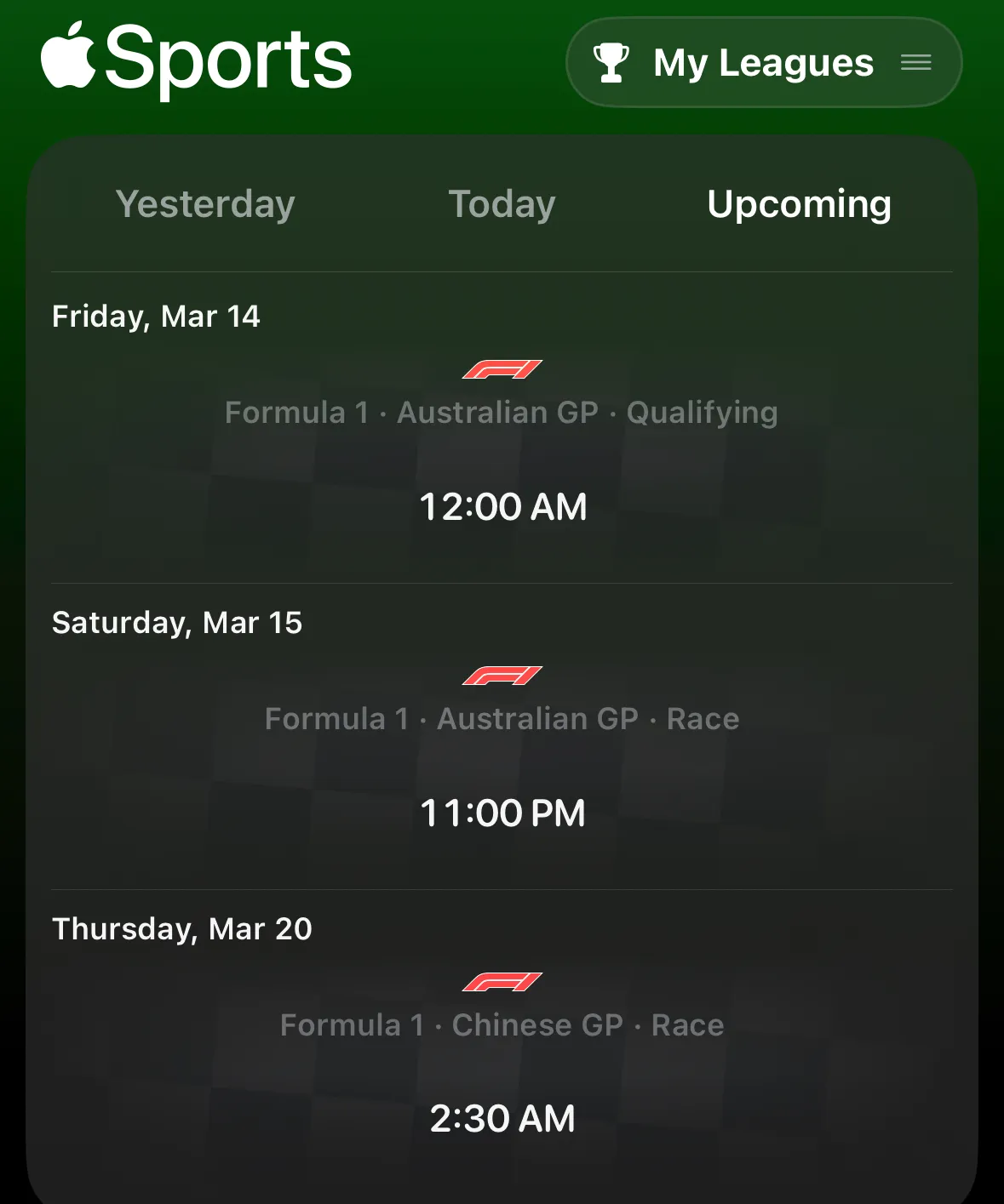 Apple Sports iOS app gains F1 support