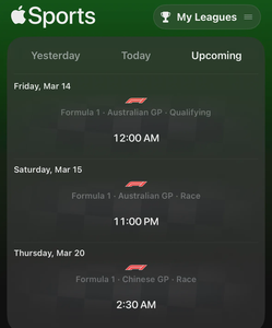 Apple Sports iOS app gains Formula 1 support